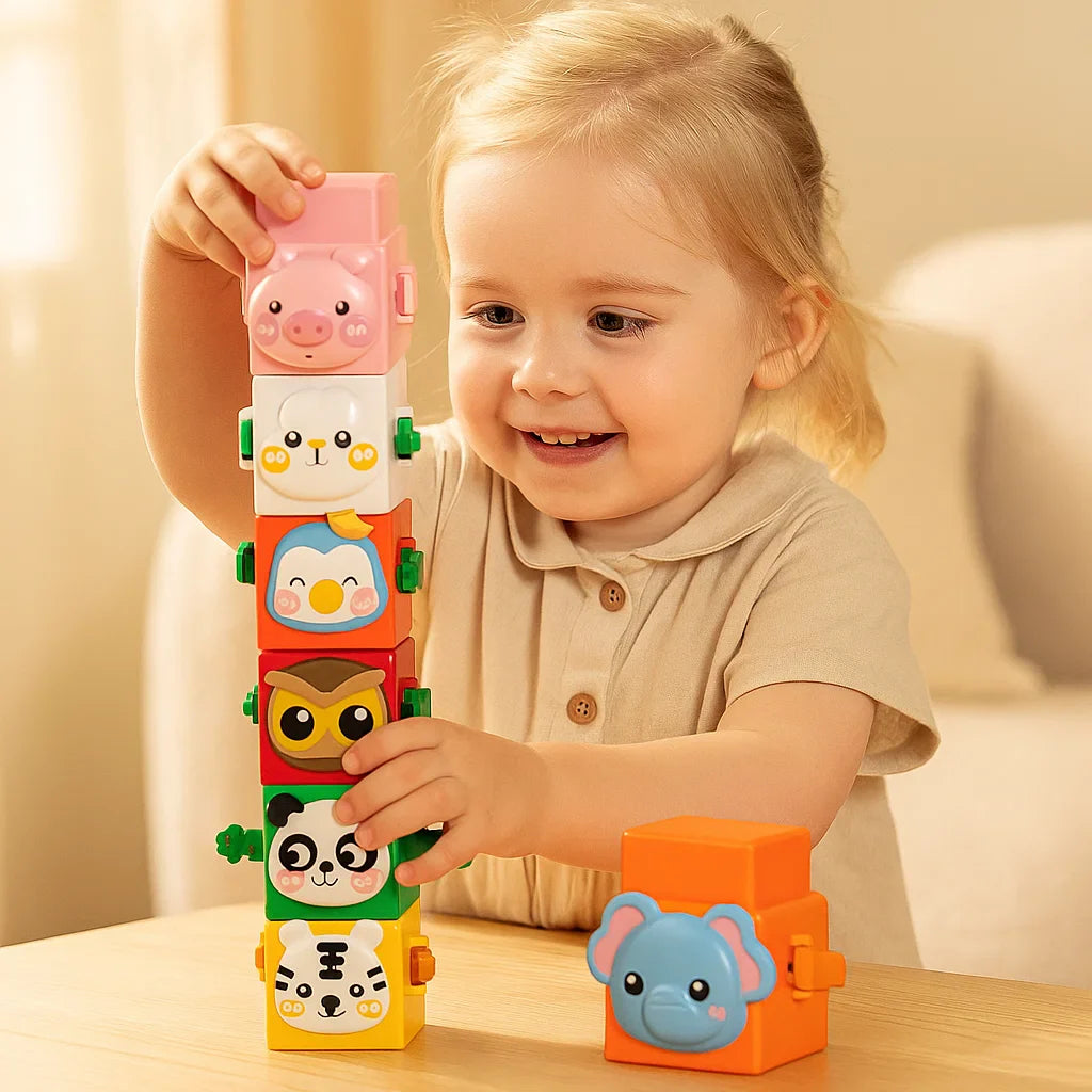 🐘 Montessori Gradbeni Komplet – Učenje Skozi Igro + Razvoj Spretnosti! ✨