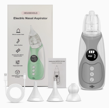 👶🌙 Elektromos orrszívó babáknak – 3 fokozat, puha szilikonfej, nyugtató zene! ✨