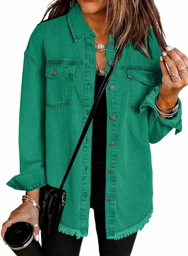 Ženska casual jeans jakna z gumbi