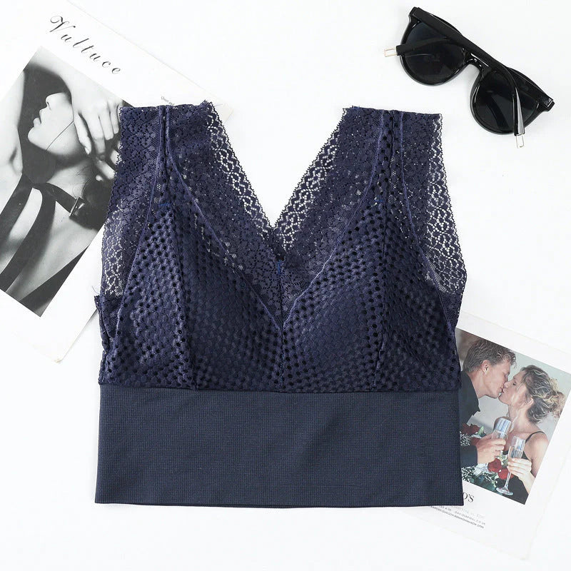 【1+1 brezplačno】Čipkasta brezšivna zračna majica z V-izrezom