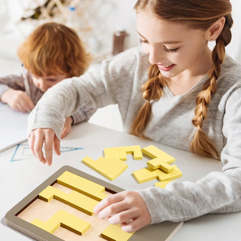 【🧩 Razvijajte miselne sposobnosti! Zabavni skupinski izzivi za vso družino!】Lesena tangram sestavljanka
