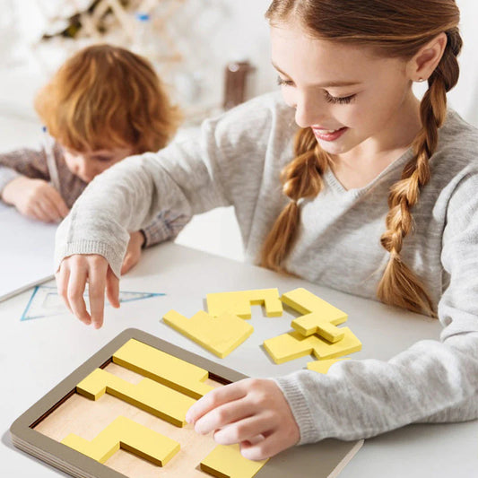 【🧩 Razvijajte miselne sposobnosti! Zabavni skupinski izzivi za vso družino!】Lesena tangram sestavljanka