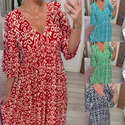 ✨Nova cvetlična obleka z V-izrezom za prosti čas