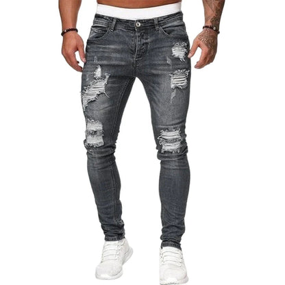 🔥🎁Novo 50% POPUST🔥Elegantne moške oprijete kavbojke z obrabljenim učinkom
