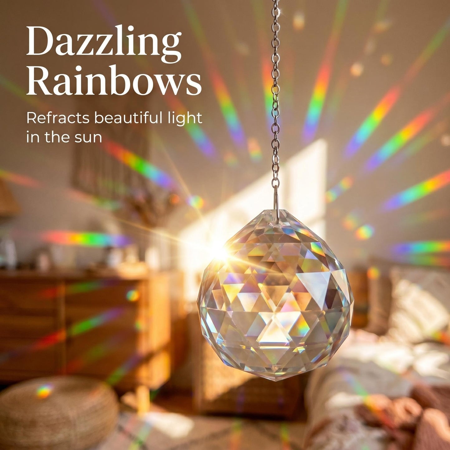 🌙🌈 Dekoratív napfényfogó függesztő szett – Kristály szivárványok és pozitív energia! ✨
