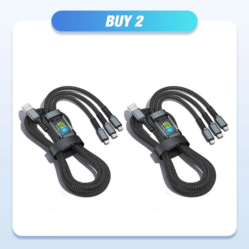 100W super hitro polnjenje, 3-v-1 prozoren podatkovni kabel