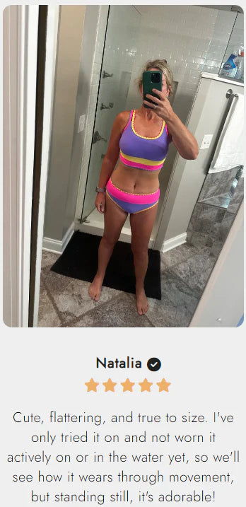 🔥🎁Novo: 50% POPUST🔥🌼 Tridelni najlonski športni bikini z barvnimi bloki - visok pas z učinkom vitkega trebuha 👙