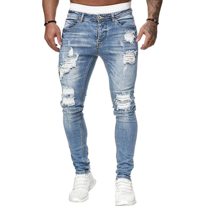 🔥🎁Novo 50% POPUST🔥Elegantne moške oprijete kavbojke z obrabljenim učinkom