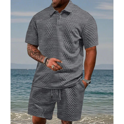 👕 Dvodelni moški komplet rombasta struktura – Hlad & stil brez mečkanja! ✨