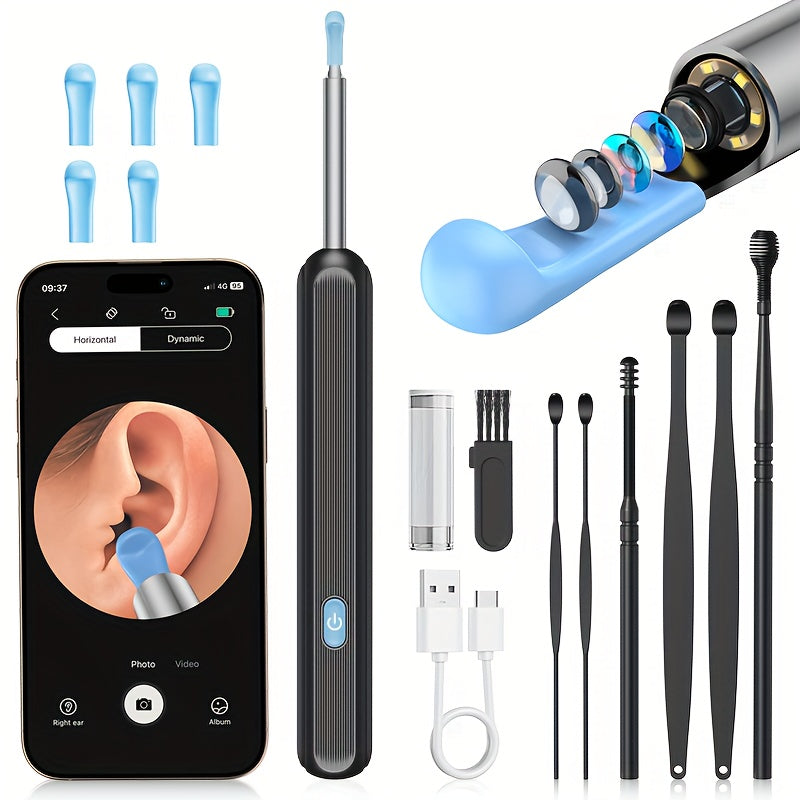 【📹 Jasno prikaže vsebino v ušesu, ni ga treba čistiti na slepo】Brezžična pametna vizualna ušesna kljukica