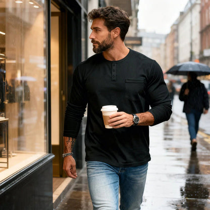 🌟 Moška majica z dolgimi rokavi – dihalna, anti-gubna in elegantna za vsakdanji slog! ✨