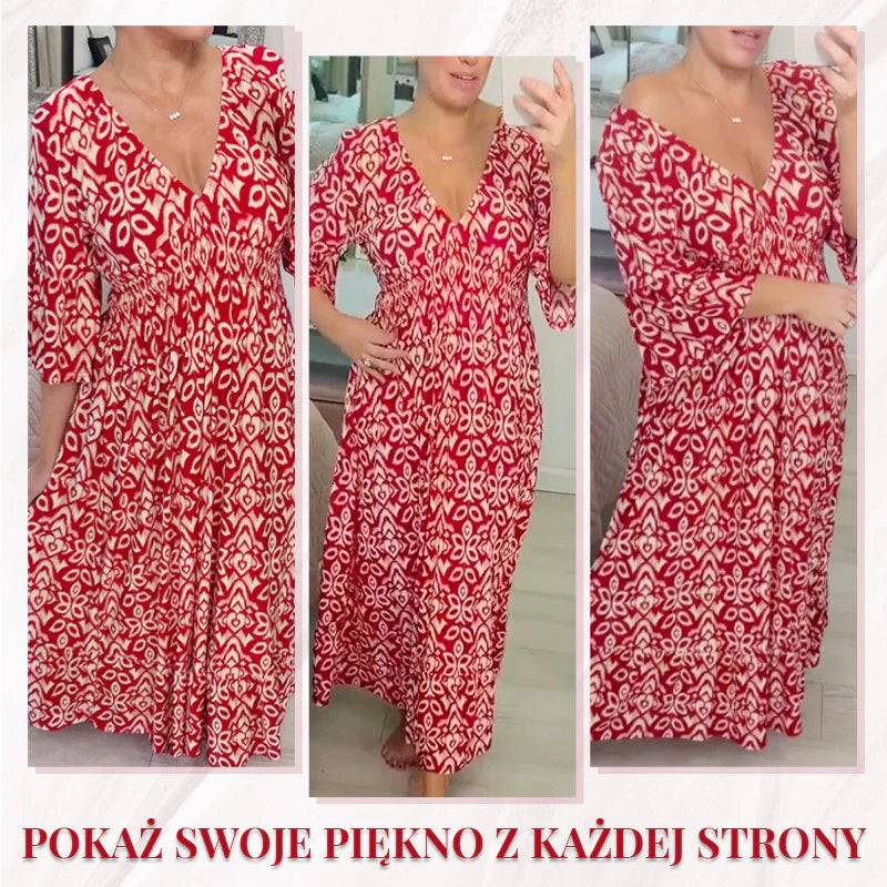 ✨Nova cvetlična obleka z V-izrezom za prosti čas