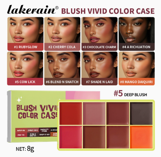 🌸 Paleta večbarvnih rdečil za lica – 8 odtenkov!