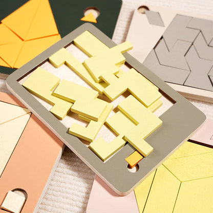 【🧩 Razvijajte miselne sposobnosti! Zabavni skupinski izzivi za vso družino!】Lesena tangram sestavljanka