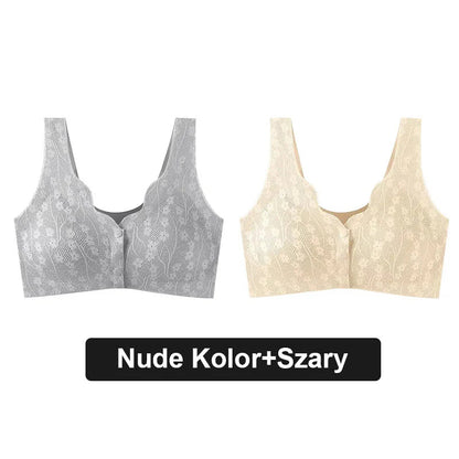 【🔥Kupite 1 dobite 1 gratis🔥】Udoben modrček z gumbi za večje velikosti s čipko