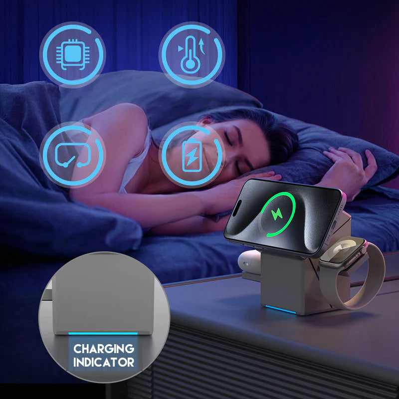 😱 Nered kablov in prazne naprave? 3 v 1 zložljiva magnetna brezžična polnilna postaja! 🔌⚡