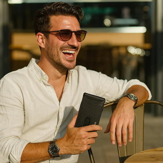 💳Moška denarnica z RFID blokado in režo za AirTag – ročno izdelana usnjena denarnica z držalom za kartice s hitrim dostopom in veliko prostornino