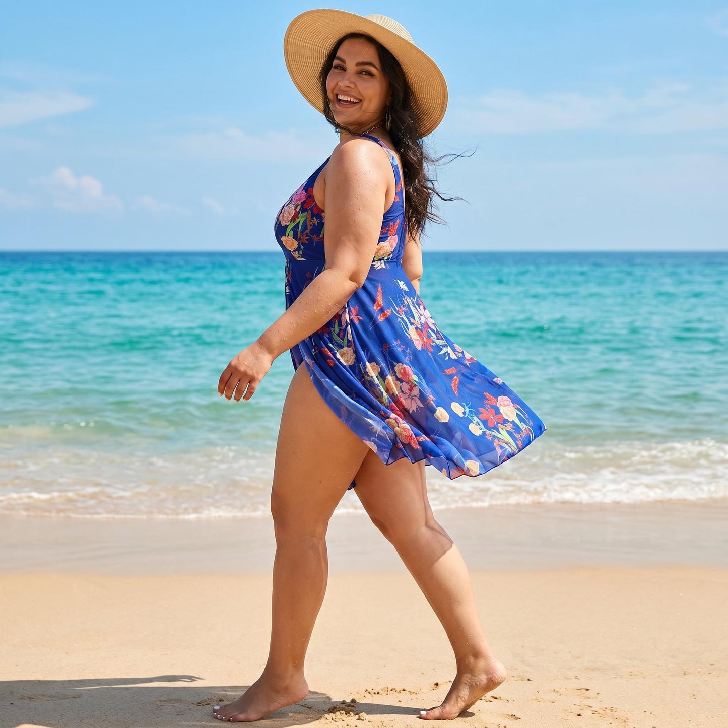 👙 Cvetlične enodelne kopalke z oblikovanjem figure 🌸