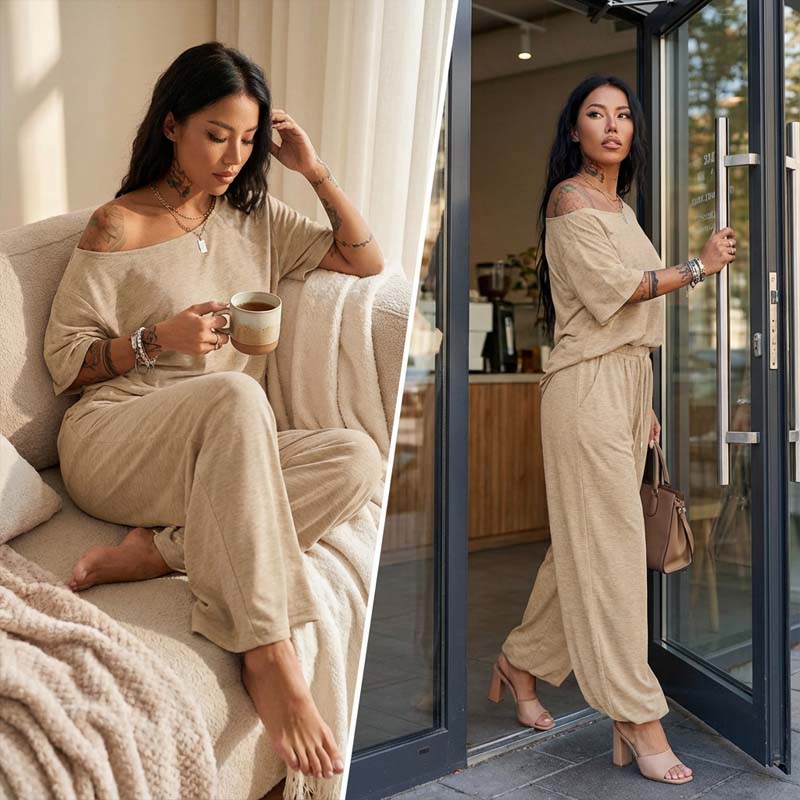 👗 Dvodelni komplet z odkritimi rameni – udobje in stil! ✨
