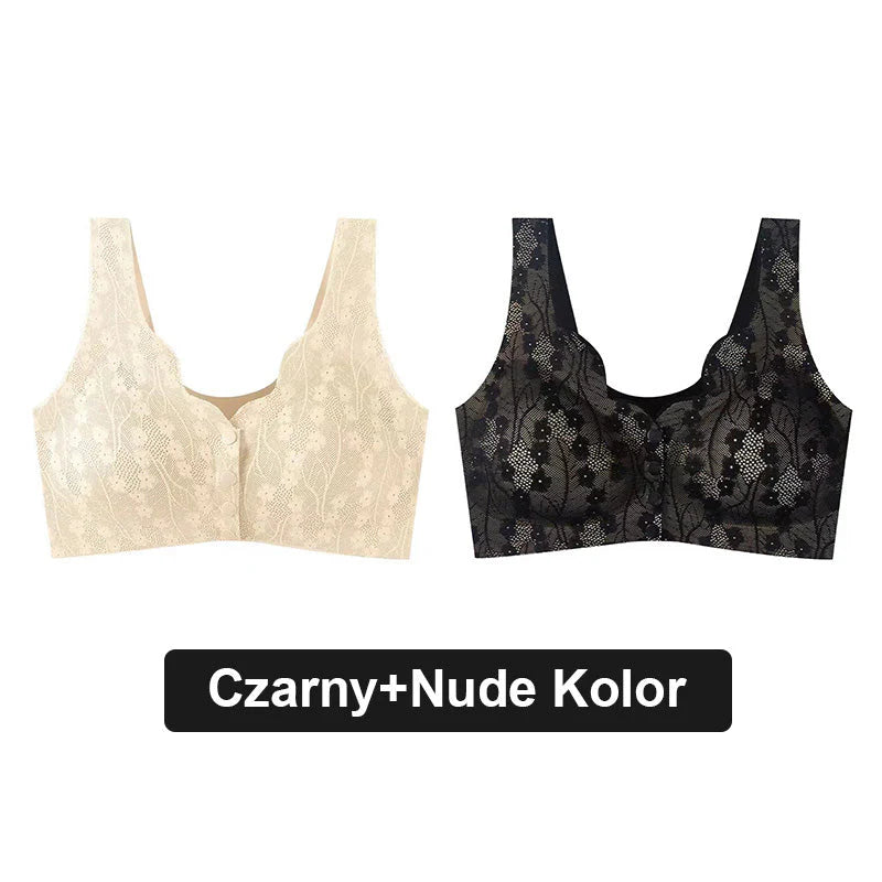 【🔥Kupite 1 dobite 1 gratis🔥】Udoben modrček z gumbi za večje velikosti s čipko