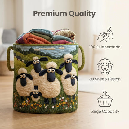 🐑 Kézzel varrt „Bárányparadicsom” mosókosár – extra nagy, összehajtható és dekoratív! 🧺