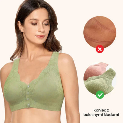 【🔥Kupite 1 dobite 1 gratis🔥】Udoben modrček z gumbi za večje velikosti s čipko