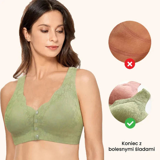 【🔥Kupite 1 dobite 1 gratis🔥】Udoben modrček z gumbi za večje velikosti s čipko