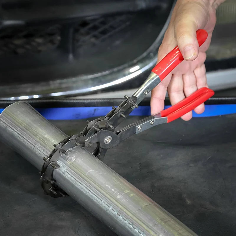 🔧Klešče z verigo za rezanje izpušnih cevi – izvedba z več kolesi🛠️