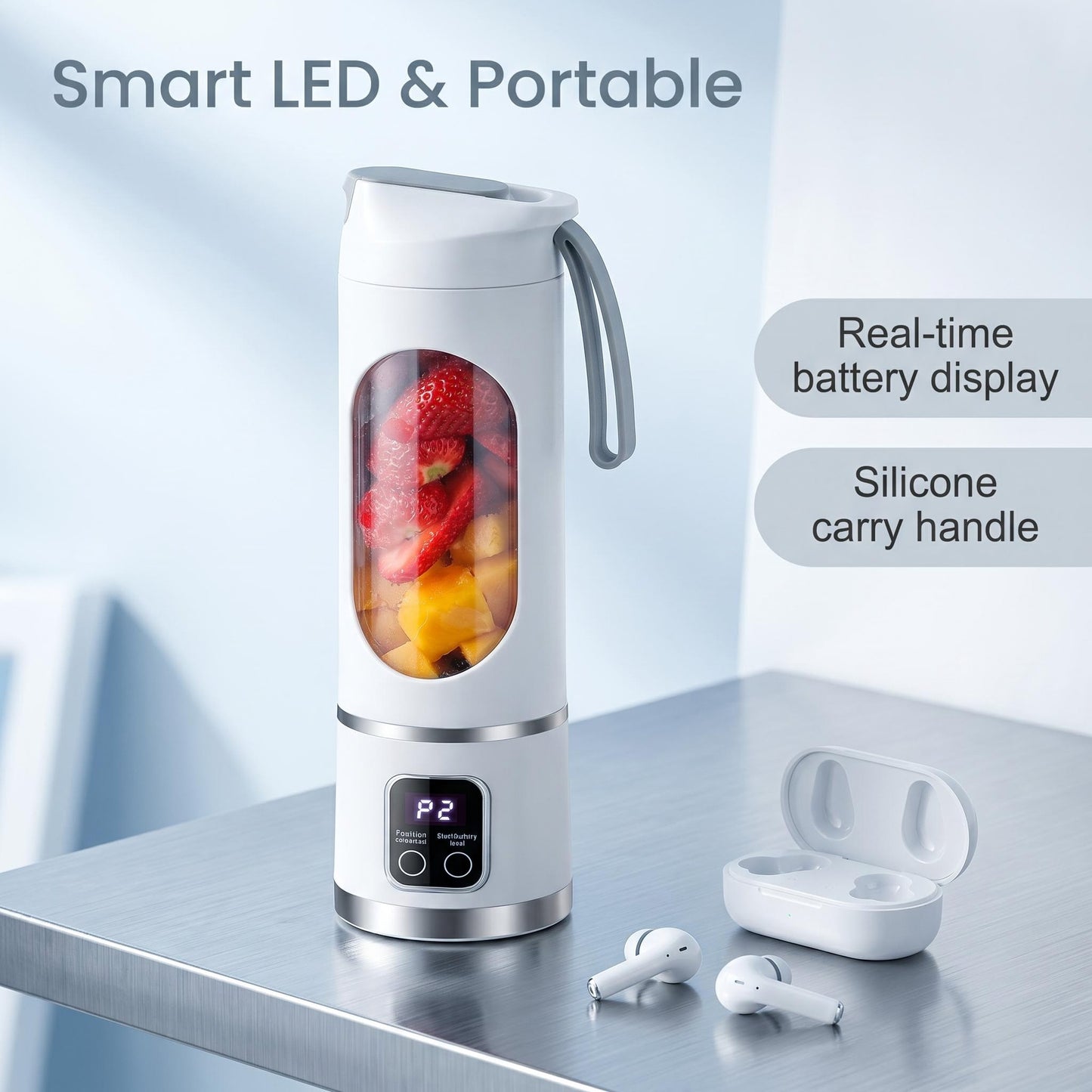 450 ml-es digitális, hordozható, vezeték nélküli gyümölcscentrifuga-pohár