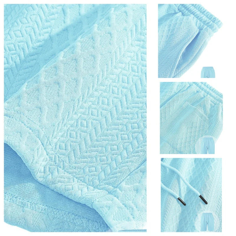 👕 Dvodelni moški komplet rombasta struktura – Hlad & stil brez mečkanja! ✨