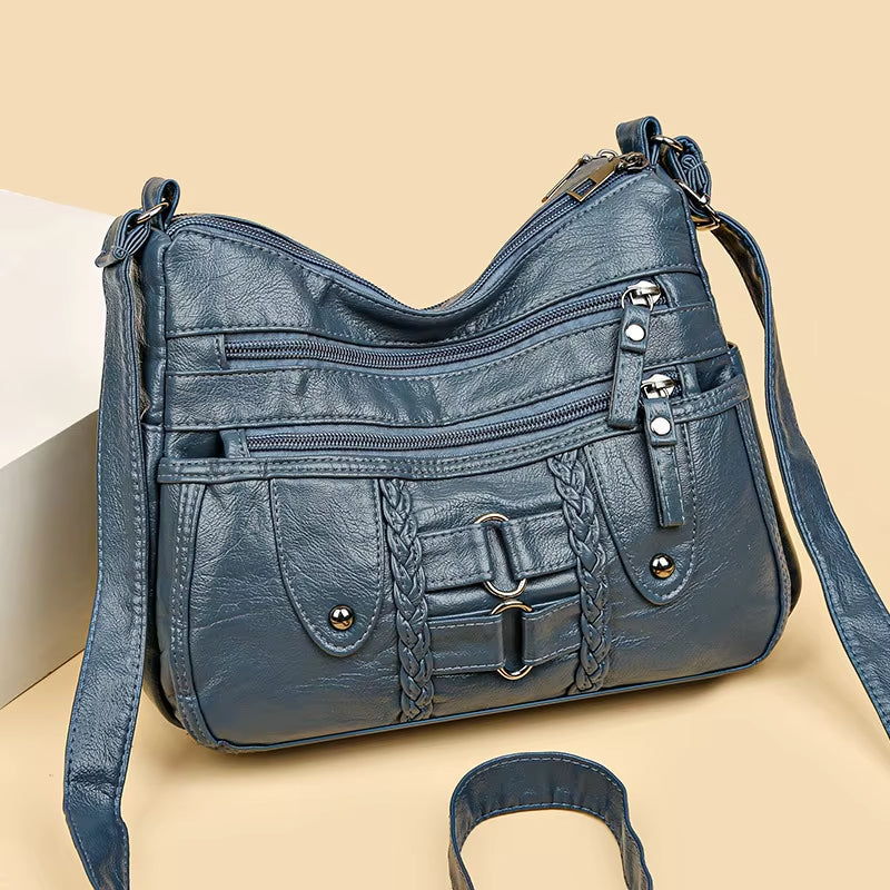 Dámska taška z mäkkého koženého materiálu 2026, nová, jednoduchá a štýlová, univerzálna taška s veľkým objemom, na rameno a cez rameno