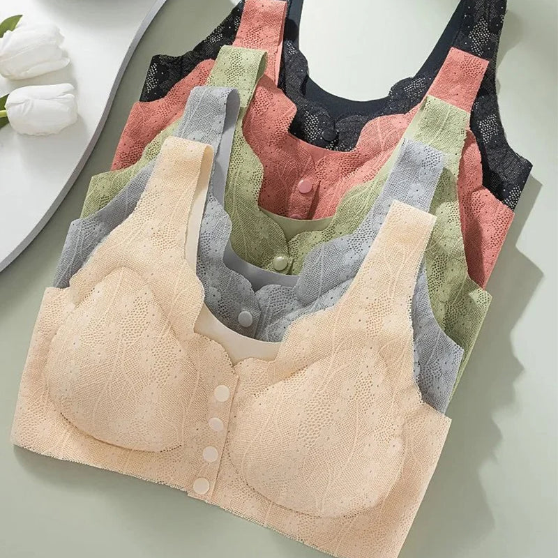 【🔥Kupite 1 dobite 1 gratis🔥】Udoben modrček z gumbi za večje velikosti s čipko