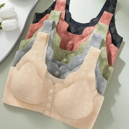 【🔥Kupite 1 dobite 1 gratis🔥】Udoben modrček z gumbi za večje velikosti s čipko